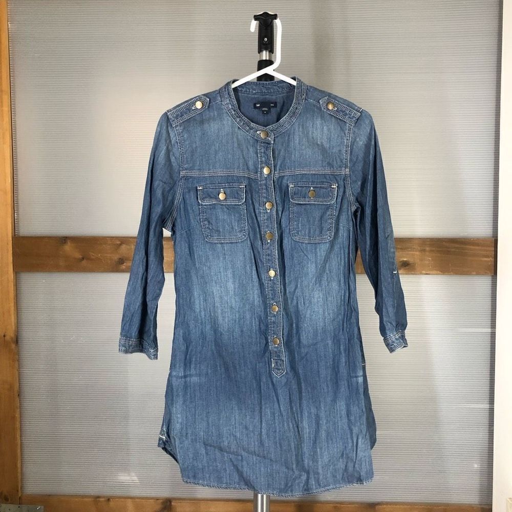 Gap FACTORY Denim Long Sleeve Shirt‎ Tunic Sz M